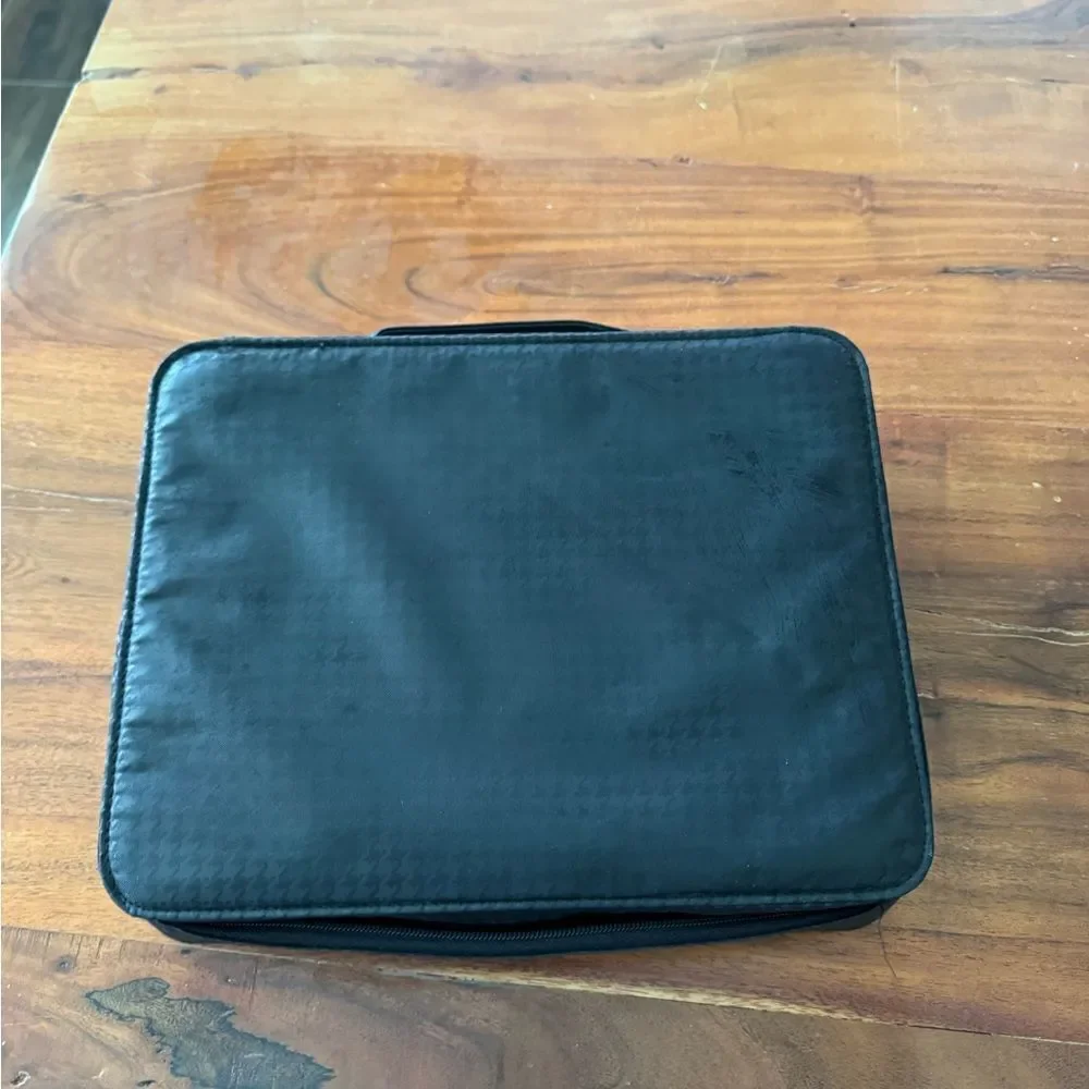 DIOR BEAUTY COSMETIC CASE TRAVEL ORGANIZER- WITH HANDLE-HOUNDSTOOTH-EUC Retired